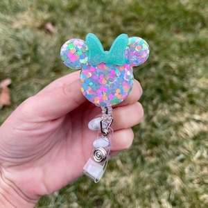 Pastel Confetti Minnie Badge Reel | Disney badge holder | badge clip | Disney world | Disneyland | nurse | teacher