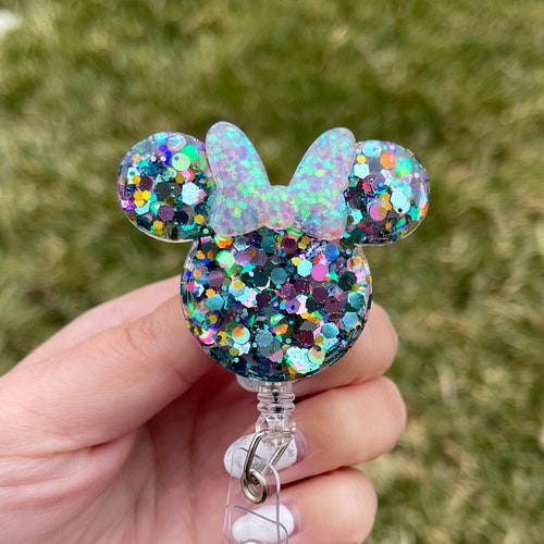 Pastel Confetti Minnie Badge Reel Disney Badge Holder Etsy