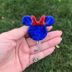 Patriotic Minnie Mouse Inspired Glitter Badge Reel