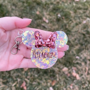 White and Rosegold Minnie inspired keychain | Disney keychain | bag clip | Disney world | Disneyland