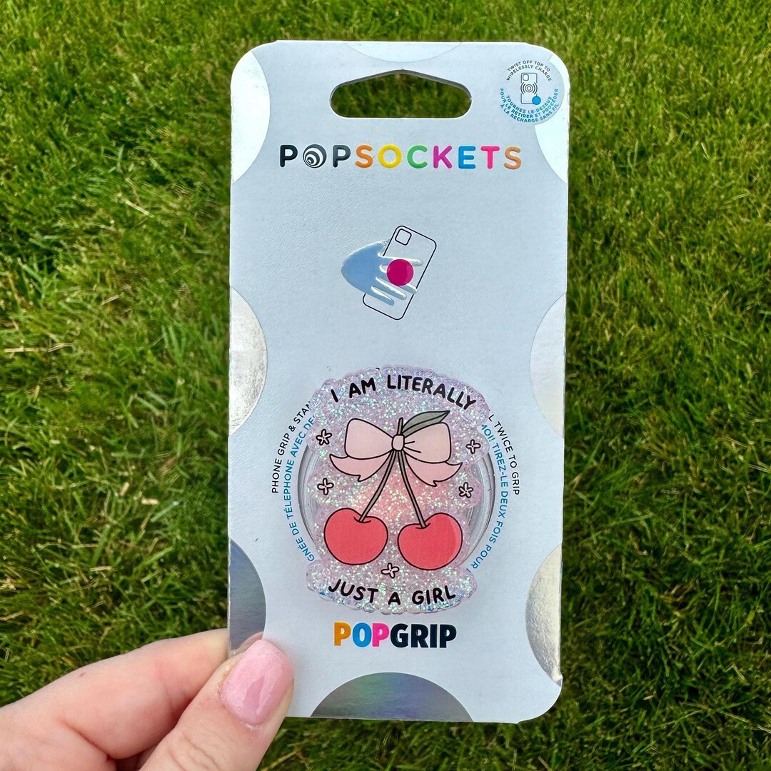 Cute Socket Just a Girl Cherry Glitter Pop Socket | Kindle Pop Socket | Cute Pop ...