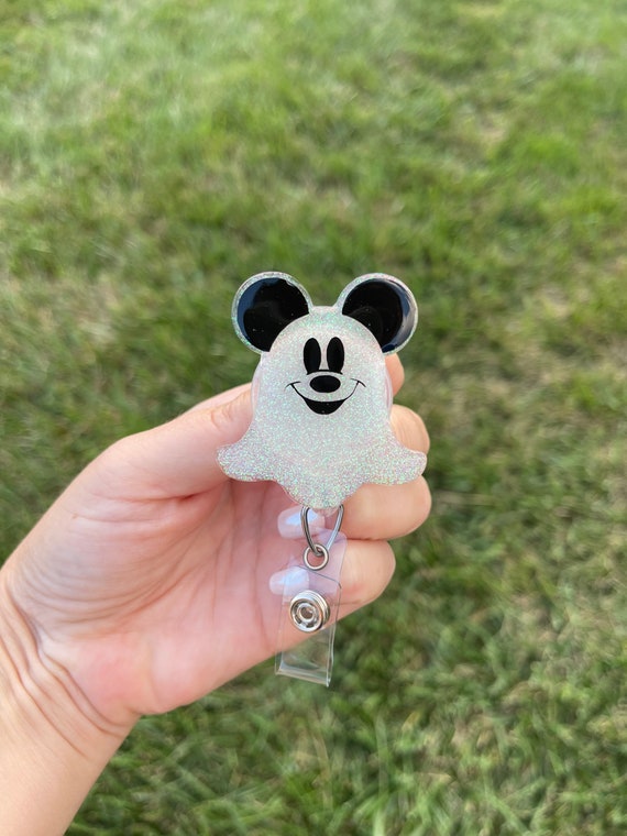 Mickey Ghost Badge Reel Disney Inspired Badge Clip Badge Holder ID