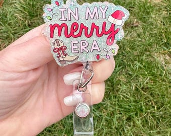 Merry Eras Christmas Badge Reel: Teacher Nurse Medical Badge Clip