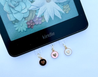 kindle heart dust plug charm | dust plug | usb-c dust cover charm | phone charm | kindle accessories | personalalized