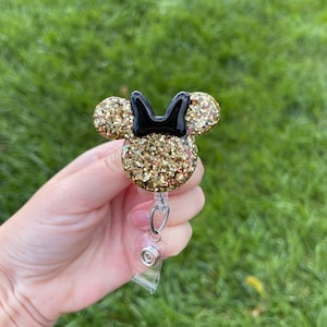 Gold Minnie inspired Badge Reel | Disney badge reel | badge holder | badge clip | nurse | teacher | retractable badge reel