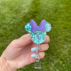 Mermaid Minnie Mouse Badge Reel: Retractable ID Holder