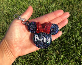 Mickey/Minnie Keychain or bag charm | Disney World | Disneyland | glitter | Key holder |