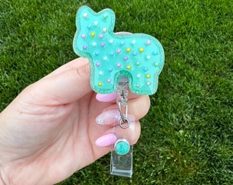 Frosted Animal Cracker Badge Reel | Cute ID Holder | Retractable Badge | cute nurse badge | sprinkle cookie badge reel | badge holder | mint