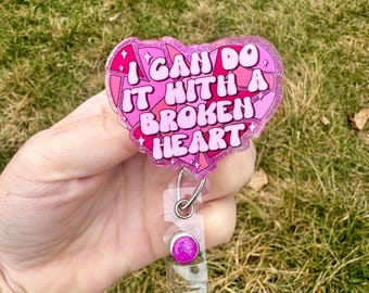 Broken Heart Badge Reel: Teacher Nurse Medical Badge Clip