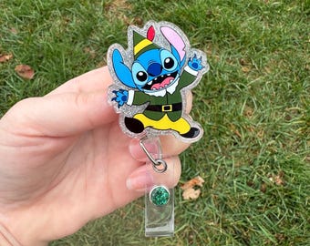 Blue Alien Elf Buddy Inspired Badge Reel | Disney Inspired Badge Clip | Badge Holder | Halloween Badge  | nurse | teacher medical