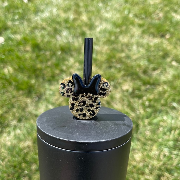 Animal Print Minnie inspired straw topper | Disney straw topper | straw buddy | tumbler accessories | Disney world | animal kingdom