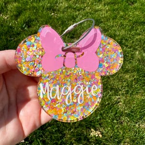 Neon Confetti Minnie Inspired Luggage tag | Disney luggage tag | personalized luggage tag | Disney world | Disneyland | Disney vacation