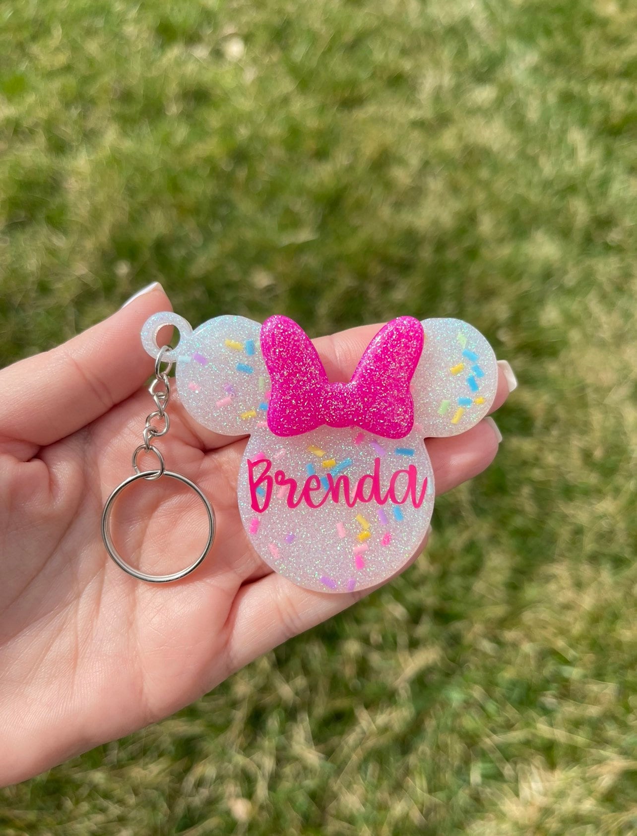 Personalized Sprinkle Minnie Inspired Keychain or Bag Clip 