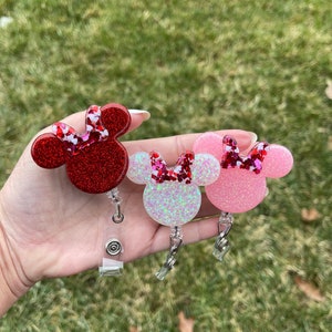 Valentines Minnie Badge Reel | Disney badge holder | retractable badge clip | Disney world | Disneyland | nurse | teacher