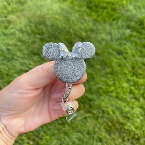 All Silver Minnie Inspired Badge Reel | Disney badge holder | badge clip | nurse | teacher | cna | Disney world | Disneyland