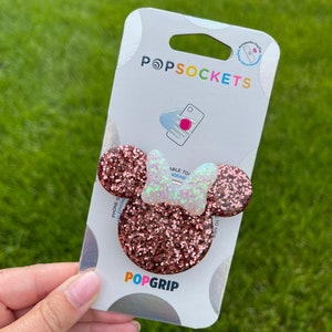 Rose gold Minnie Mouse Popsocket | Disney World | Disneyland | cute | glitter | phone holder