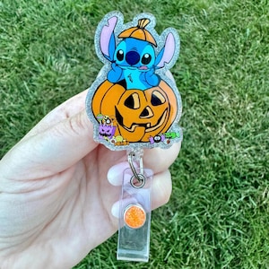 Blue Alien Pumpkin Inspired Badge Reel | Disney Inspired Badge Clip | Badge Holder | Halloween Badge  | nurse | teacher medical