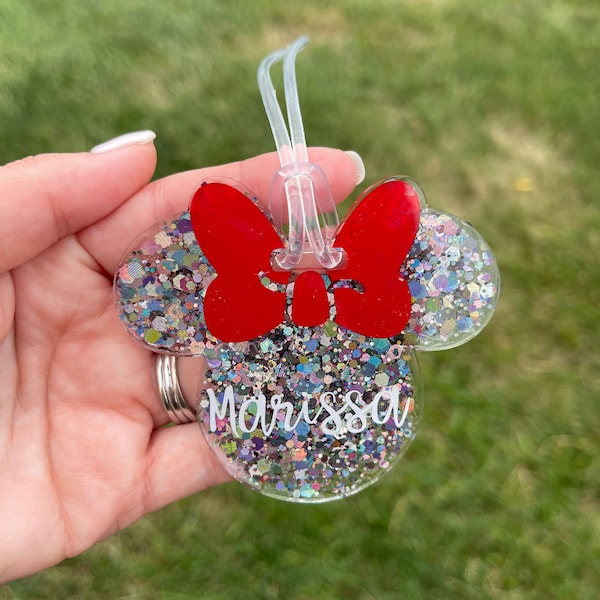 Minnie Inspired Luggage Tag | Disney Inspired Luggage Tag | Personalized Luggage | Glitter luggage tag | Disney trip
