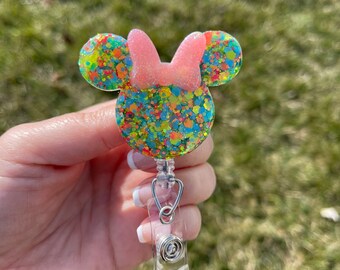 Neon Vibes Minnie Inspired Badge Reel | Disney inspired badge holder | badge clip | ID holder | retractable badge | nurse badge | teacher