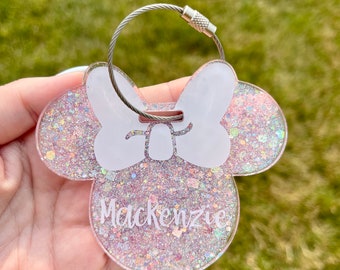 Minnie Inspired Luggage Tag | Disney Inspired Luggage Tag | Personalized Luggage | Glitter luggage tag | Disney trip