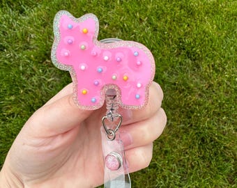Frosted Animal Cracker Badge Reel | Cute ID Holder | Retractable Badge Reel | cute nurse badge | sprinkle cookie badge reel | badge holder