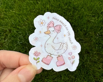 Goose on the Loose Holographic Sticker: Waterproof Vinyl Decal