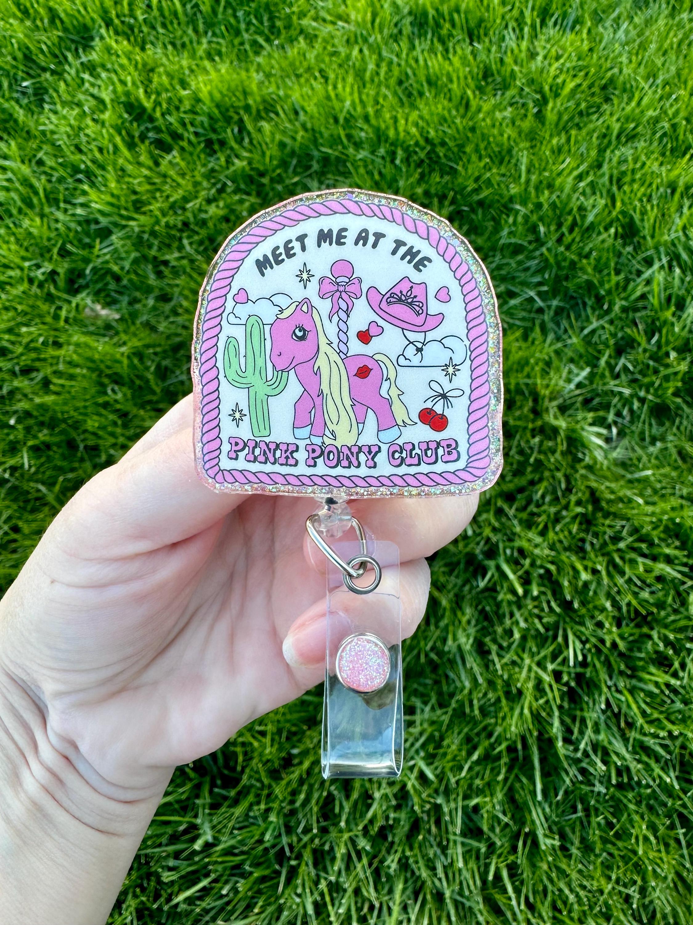 Pink Pony Club Badge Reel | Cute Western Cowgirl ID Holder | Retractable Badge Reel | cute nurse badge