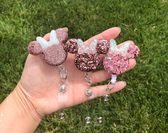 Rose gold Minnie Badge Reel | Disney | Badge Holder | Disney World | Disneyland | Nurse | Teacher