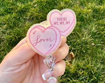 Valentines Day inspired Badge Reel | Book Badge Clip | Badge Holder | Read Badge  | nurse | teacher medical
