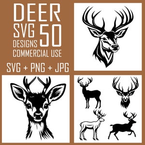 Deer SVG bundle, Deer Silhouette, Deer Vector, Deer Head svg, Baby Deer svg, DIGITAL DOWNLOAD for deer clipart craft, Deer Buck svg, Elk svg