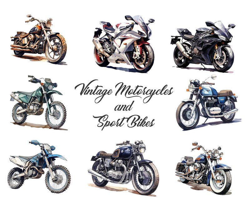 Puede incluir: Una colecci&oacute;n de motocicletas vintage y motos deportivas. Las motocicletas son de varios colores, incluyendo negro, blanco, azul y verde. Las motos est&aacute;n todas en buen estado y parecen estar bien mantenidas.