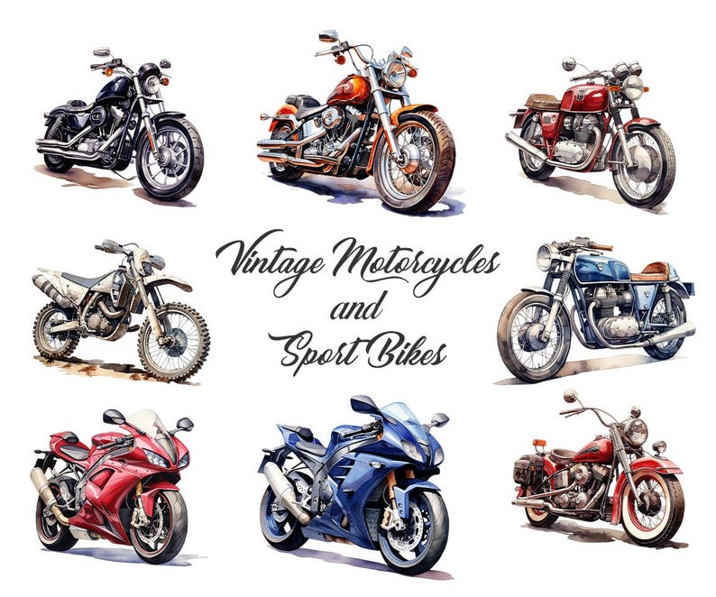 Puede incluir: Una colecci&oacute;n de motocicletas vintage y motos deportivas. Las motocicletas son de varios colores, incluyendo rojo, azul, negro y verde. Las motos est&aacute;n todas en buen estado y tienen un aspecto cl&aacute;sico.