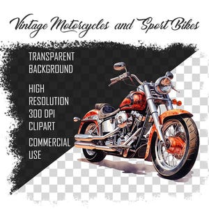 Puede incluir: Una motocicleta roja y cromada de estilo vintage con una ilustraci&oacute;n detallada. La motocicleta tiene una rueda delantera grande y una rueda trasera m&aacute;s peque&ntilde;a. La motocicleta est&aacute; aislada sobre un fondo transparente.