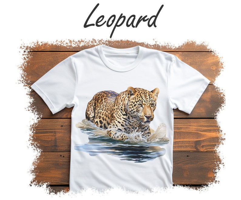 Aquarell Leopard PNG, Leopard Clipart Bundle, Leopard Sublimation Designs, Wild Cats Clipart Design Digitaler Download, kommerzielle Nutzung Bild 6