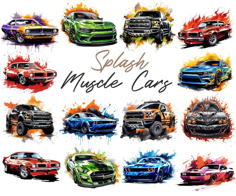 Splash Muscle Cars 84 PNG, Splash Vehicles Clipart Bundle, Hot Rod Car ...