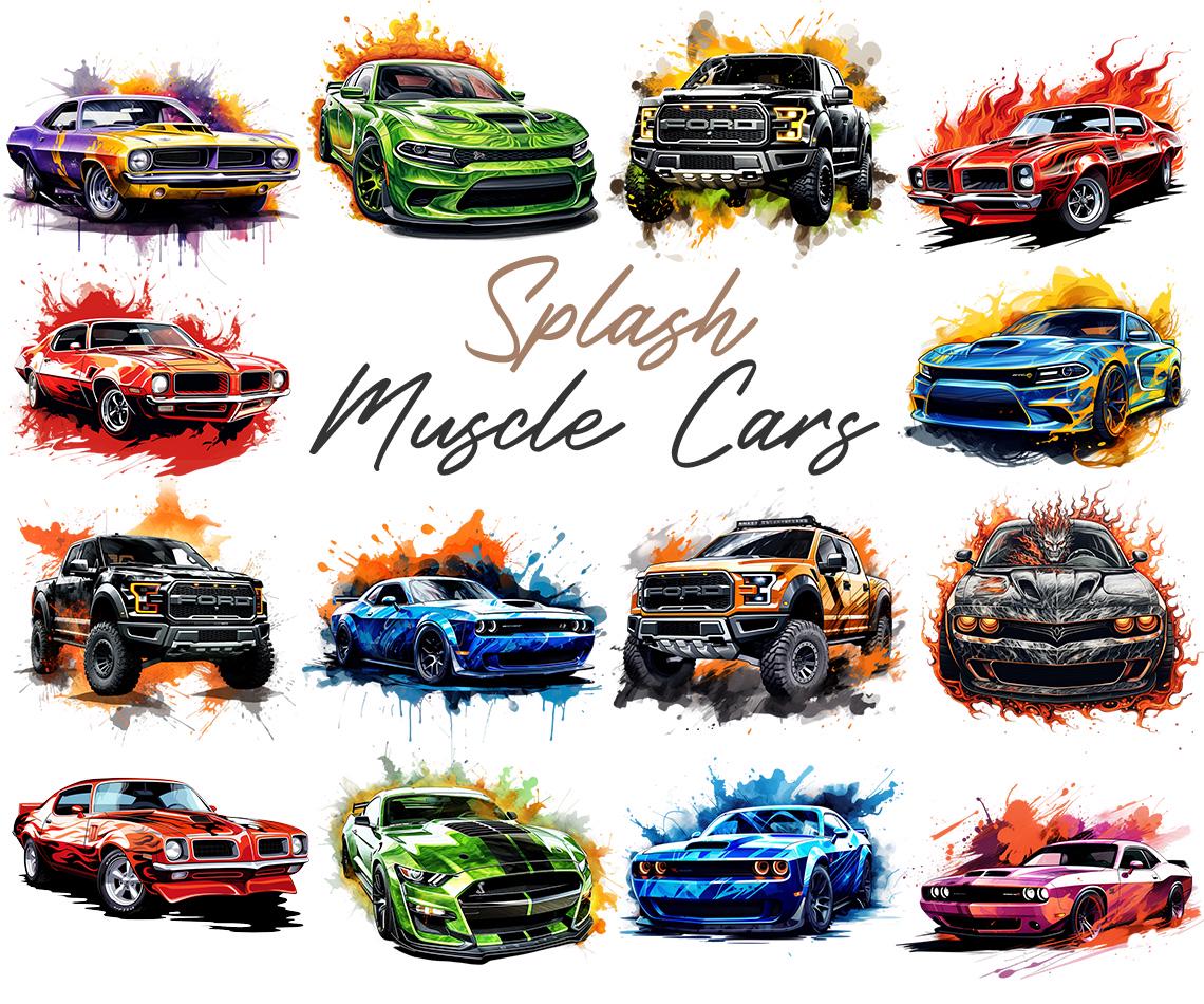 Splash Muscle Cars 84 PNG, Splash Vehicles Clipart Bundle, Hot Rod Car ...
