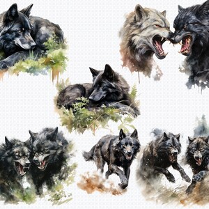 Watercolor Gray Wolf Pack PNG, Wolf Clipart Bundle, Wolf Sublimation ...