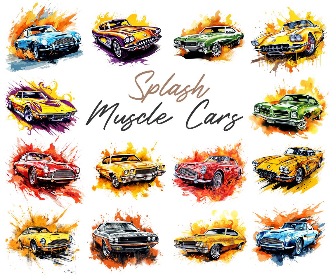 Splash Muscle Cars 84 PNG, Splash Vehicles Clipart Bundle, Hot Rod Car ...