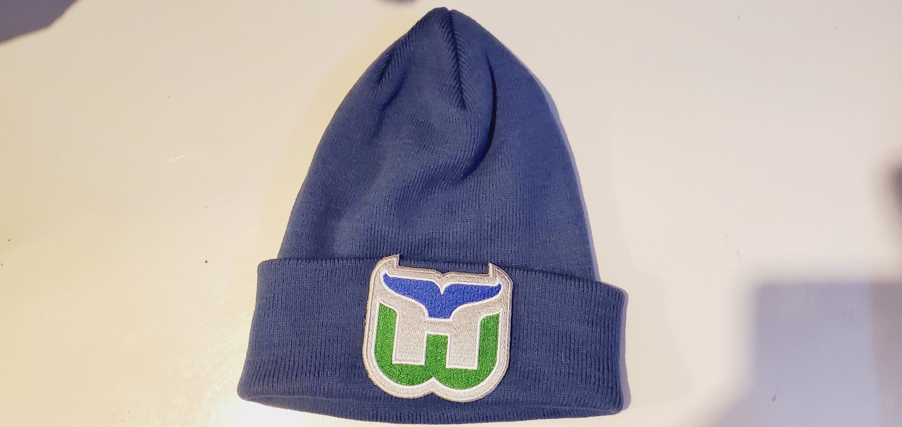 Hartford Whalers NHL '47 Black Tonal Logo Brain Freeze Cuffed Knit