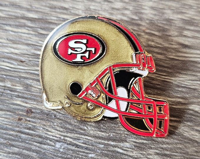 Broche épingle Revers San Francisco 49ers City By The Bay Skyline - Vintage Années 1990, Doré, Pièce Rare