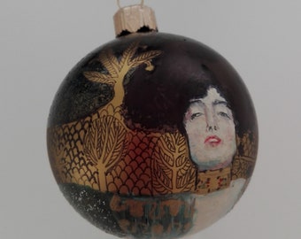 Christmas hand-painted bauble, 'Judith II', Gustav Klimt