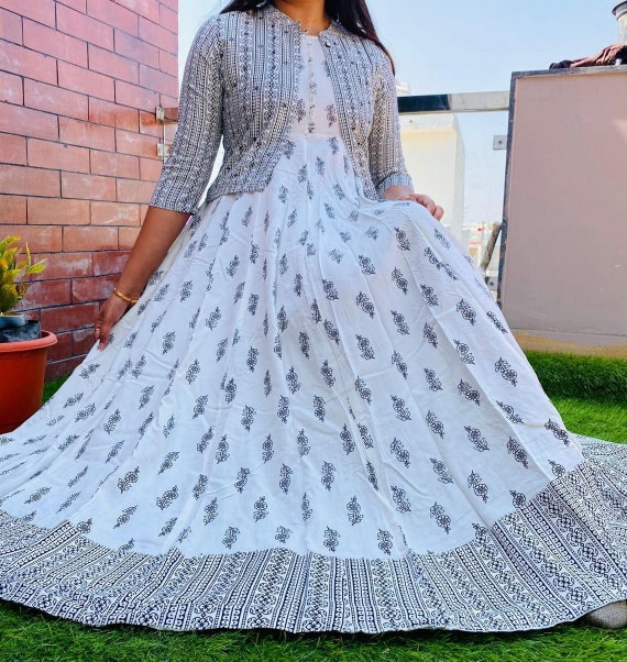 PRINTED ANARKALI KURTA Long Flared 