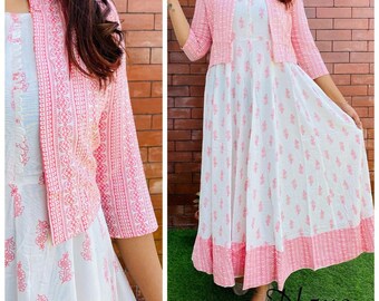 PRINTED ANARKALI KURTA Long Flared 