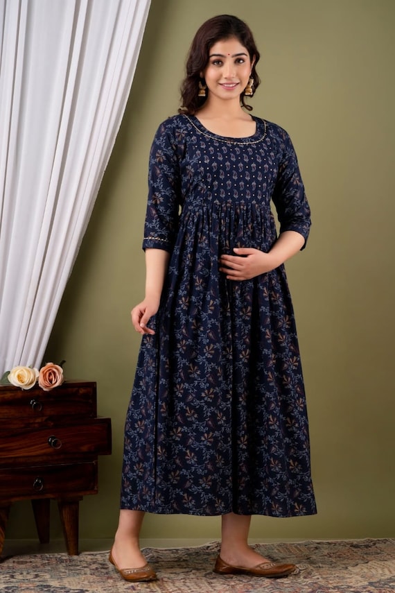 Women's Full Sleeve Gown / Gajri Gown / Cotton Printed Gown / Gown For  Daily Use And Party Wear