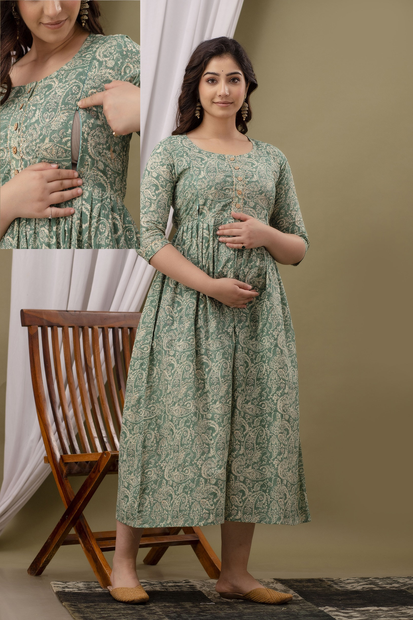 Buy MANGLA KURTI Women's Pure Cotton Printed Maternity Gown Feeding Nighty  A-line Maternity Dress Kurti Gown for Women Pack of 2 (Multi 1,M) at  Amazon.in