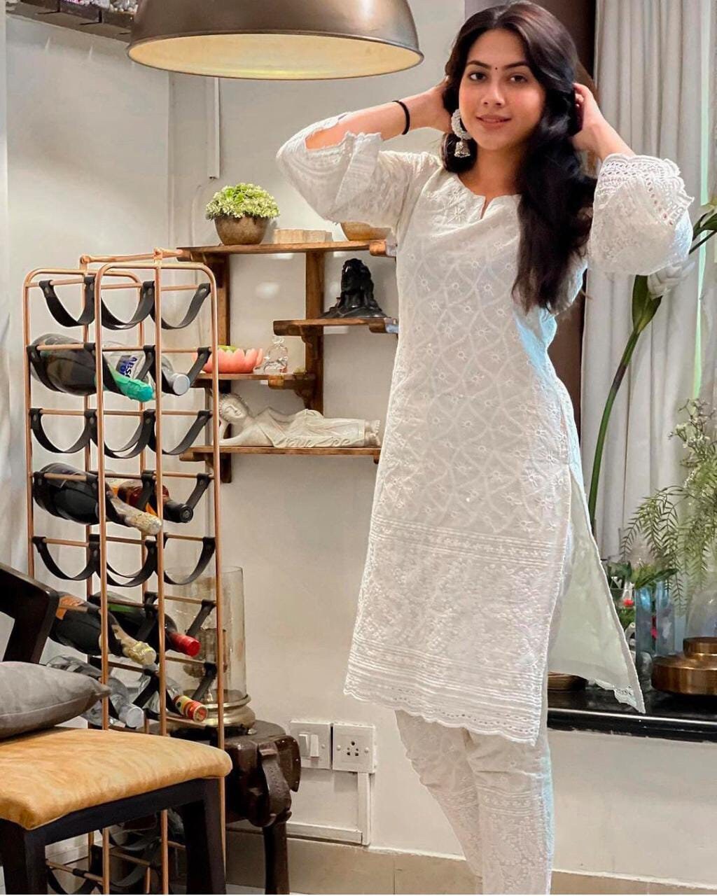 Buy ASHWATH Womens White Cotton Rayon Blend Plain KurtiKurta and Pant Set XLarge at Amazonin #7 Buy ASHWATH Womens White Cotton Rayon Blend Plain KurtiKurta and Pant Set XLarge at Amazonin