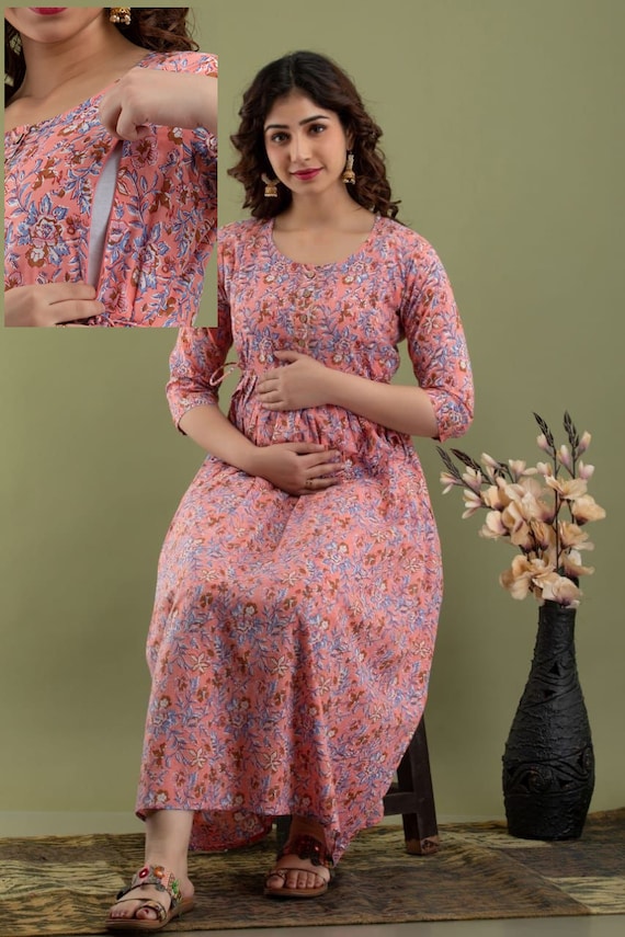 Printed Ladies Cotton Feeding Gown, 3/4 Sleeve at Rs 355/piece in Jaipur |  ID: 2849749248630