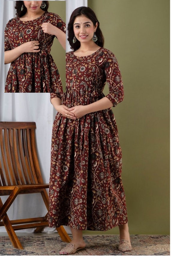 Buy Anubhutee Womens Brown Fit & Flare Dress online