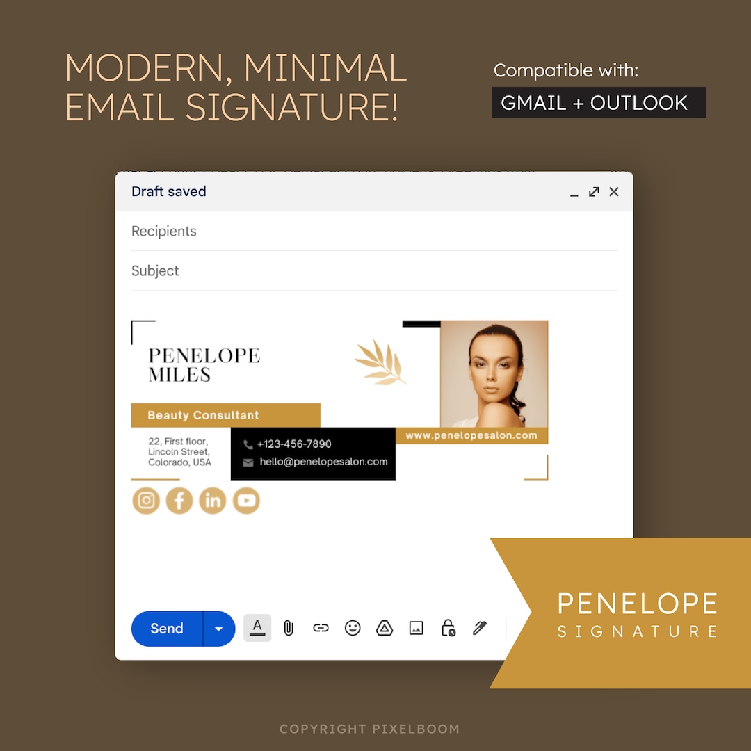Canva Email Signature Template Editable Design Gmail Outlook