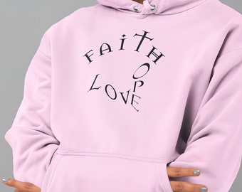 Faith Hope Love Christian Hoodie, Unisex Pullover